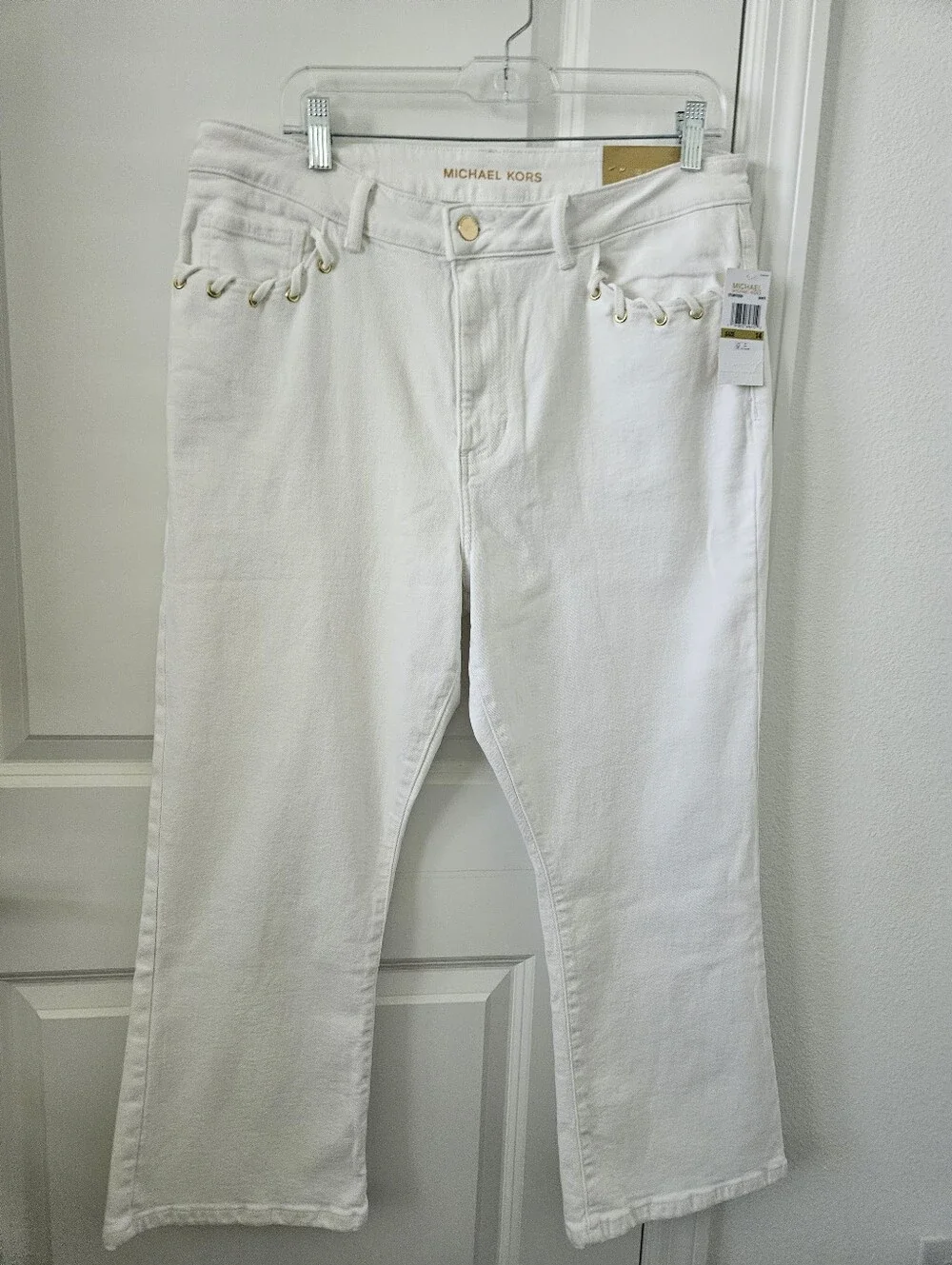 NWT Michael Kors White Selma Flared Jeams Size 14 , 25